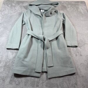 Aritzia Wilfred Acre Robe Women XS Sage Green Merino Wool Hooded Belted Winter